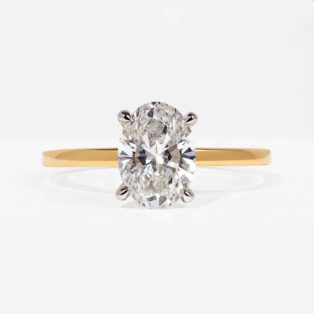 Penny Lab Grown Diamond Engagement Ring on grey background