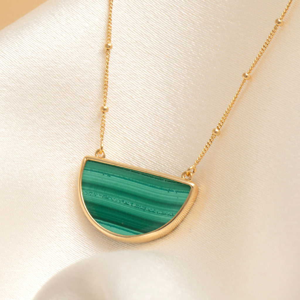 Penzance Malachite Necklace | 9ct Gold - Necklace