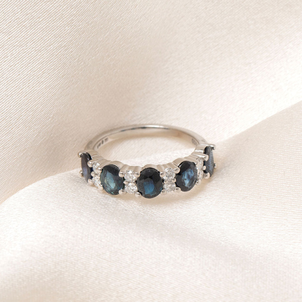 PERSIAN | Natural Diamond & Sapphire Ring Set in Platinum