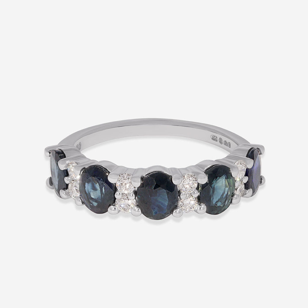 PERSIAN | Natural Diamond & Sapphire Ring Set in Platinum