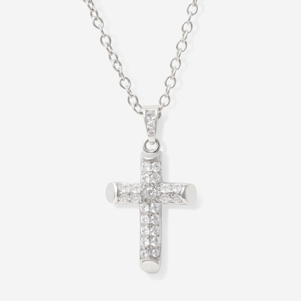 Petite Cubic Zirconia Cross | Sterling Silver - Necklace