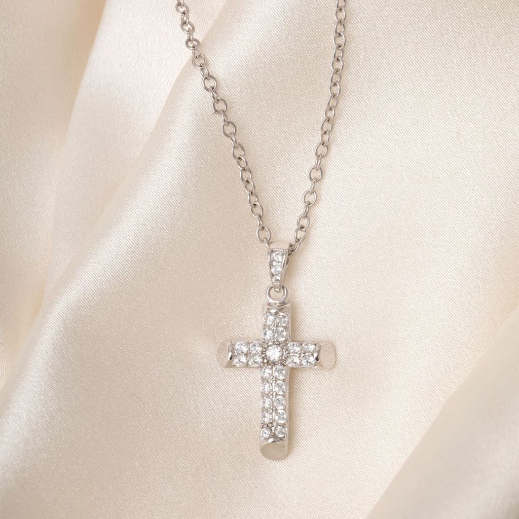 Petite Cubic Zirconia Cross | Sterling Silver - Necklace