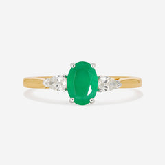 emerald diamond ring set in yellow gold