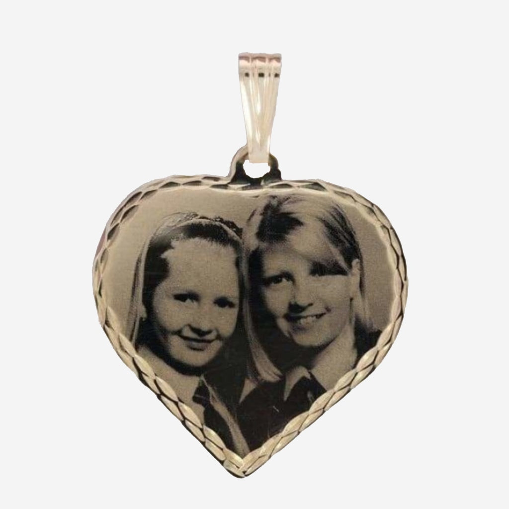Photo Engraving Heart Pendant | 9ct Gold - Necklace