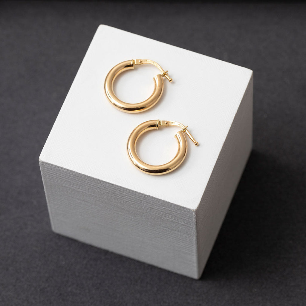 Pipe Hoop Earrings - 12mm | 18ct Gold - Earrings
