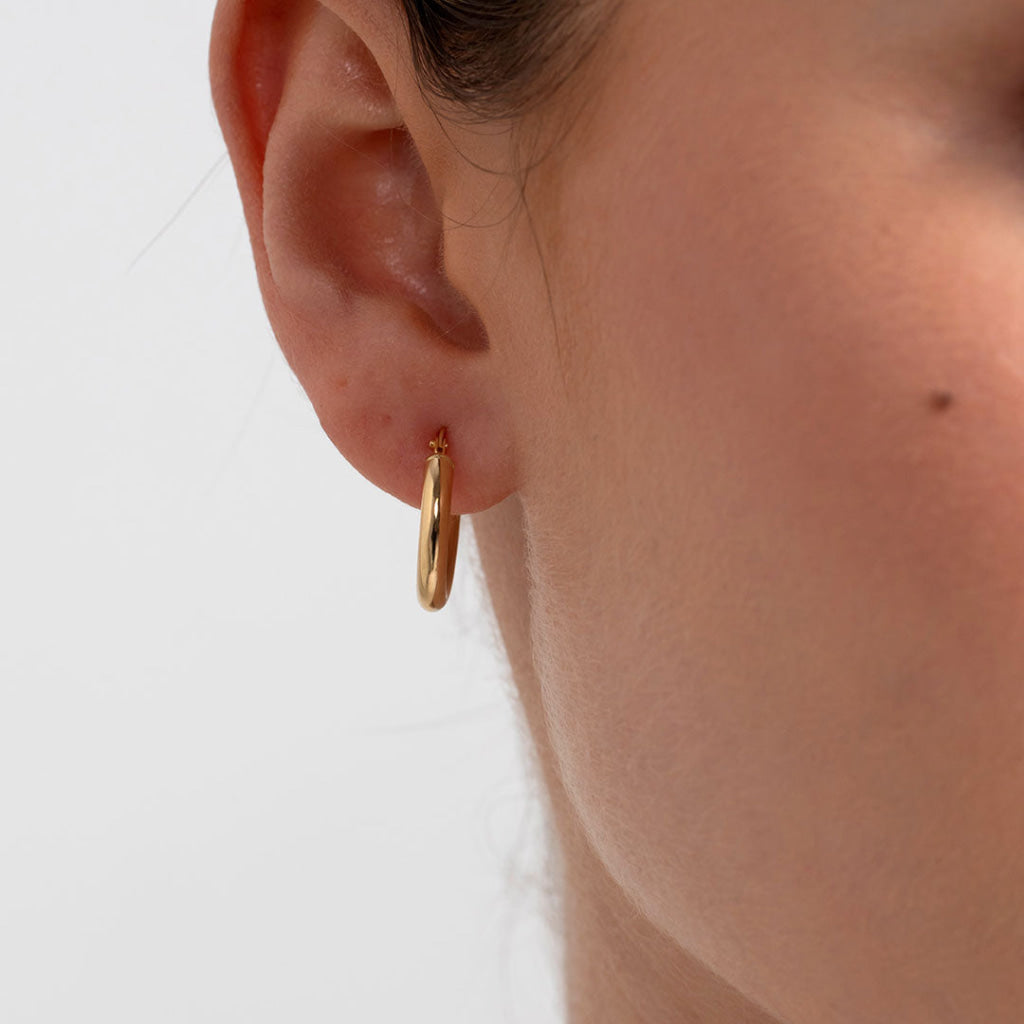 Pipe Hoop Earrings - 12mm | 18ct Gold - Earrings