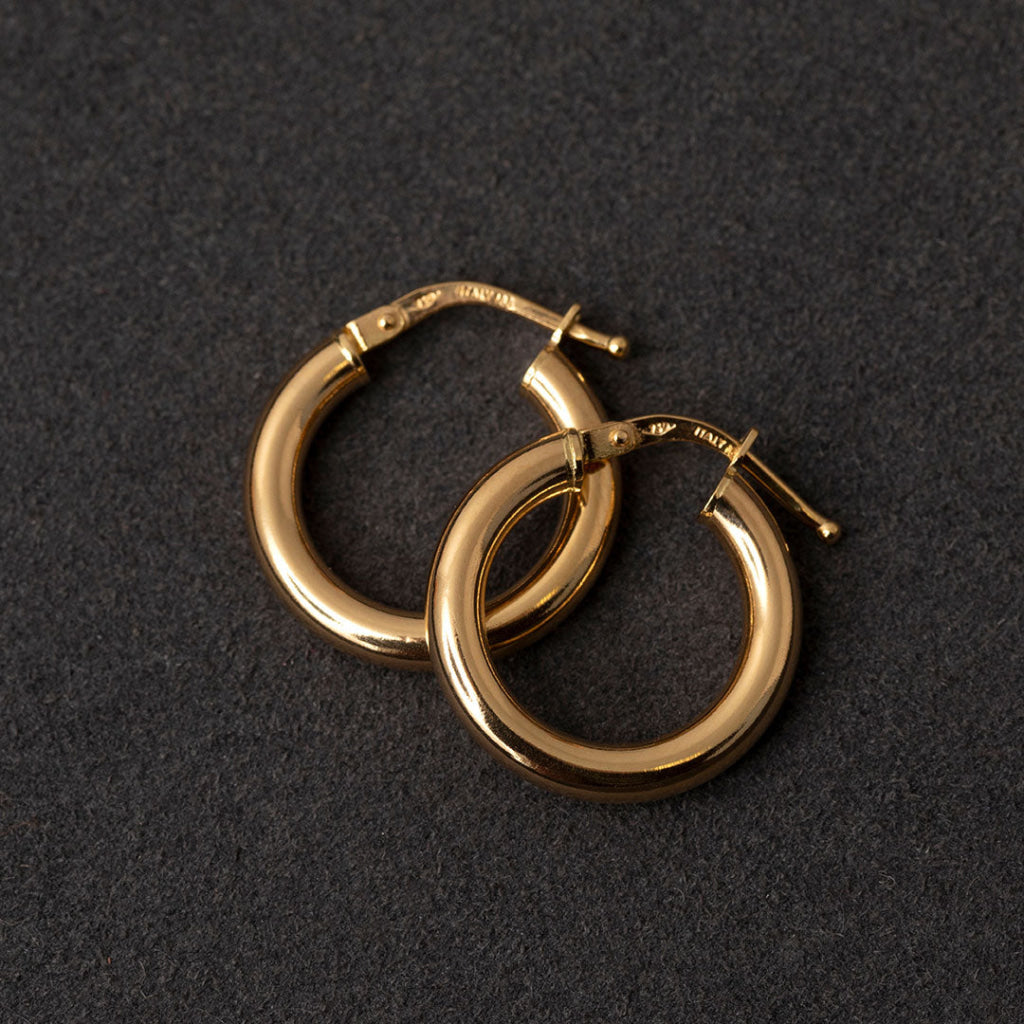 Pipe Hoop Earrings - 12mm | 18ct Gold - Earrings