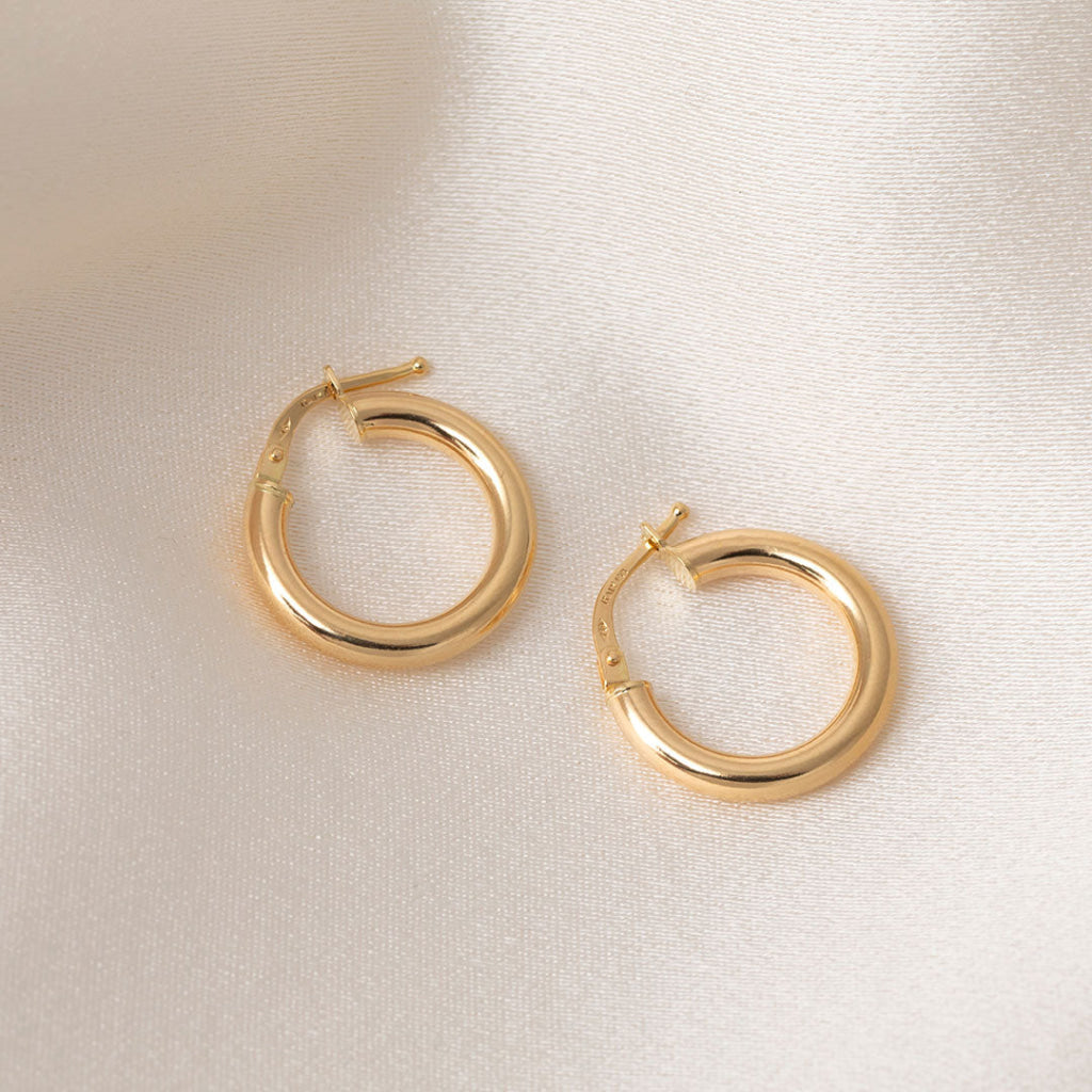 Pipe Hoop Earrings - 12mm | 18ct Gold - Earrings