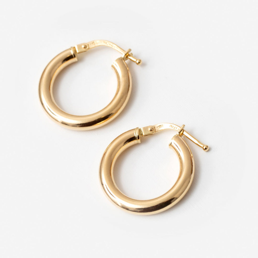 Pipe Hoop Earrings - 12mm | 18ct Gold - Earrings