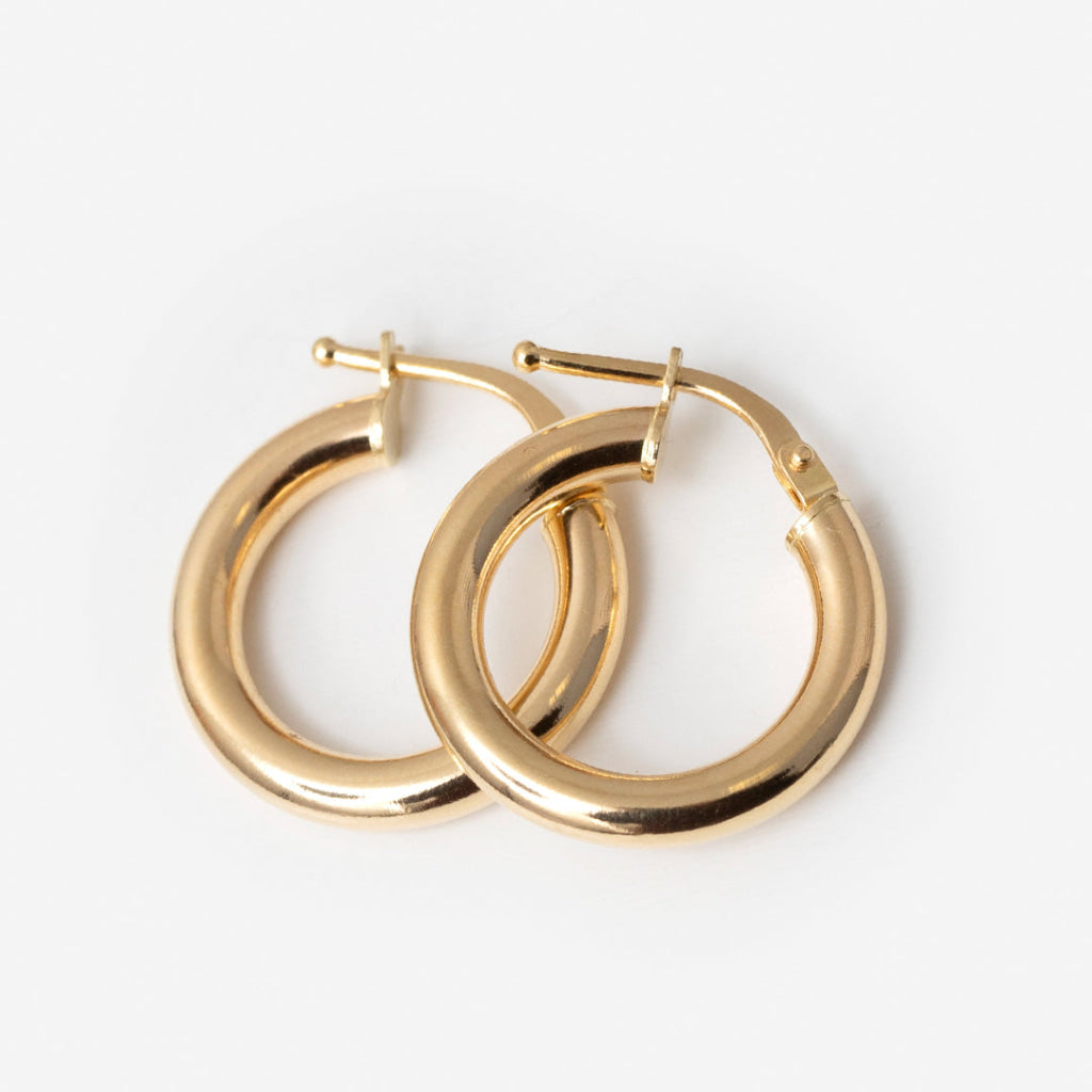 Pipe Hoop Earrings - 12mm | 18ct Gold - Earrings