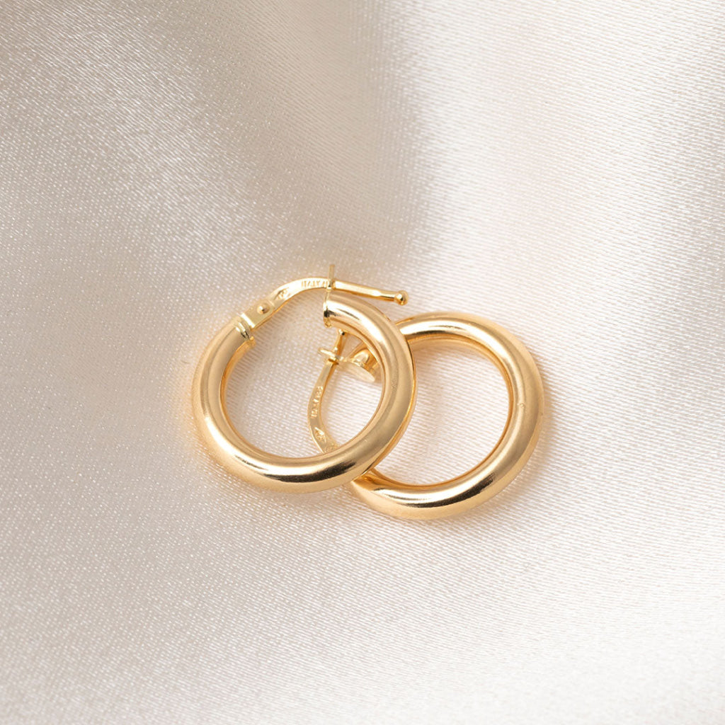 Pipe Hoop Earrings - 12mm | 18ct Gold - Earrings