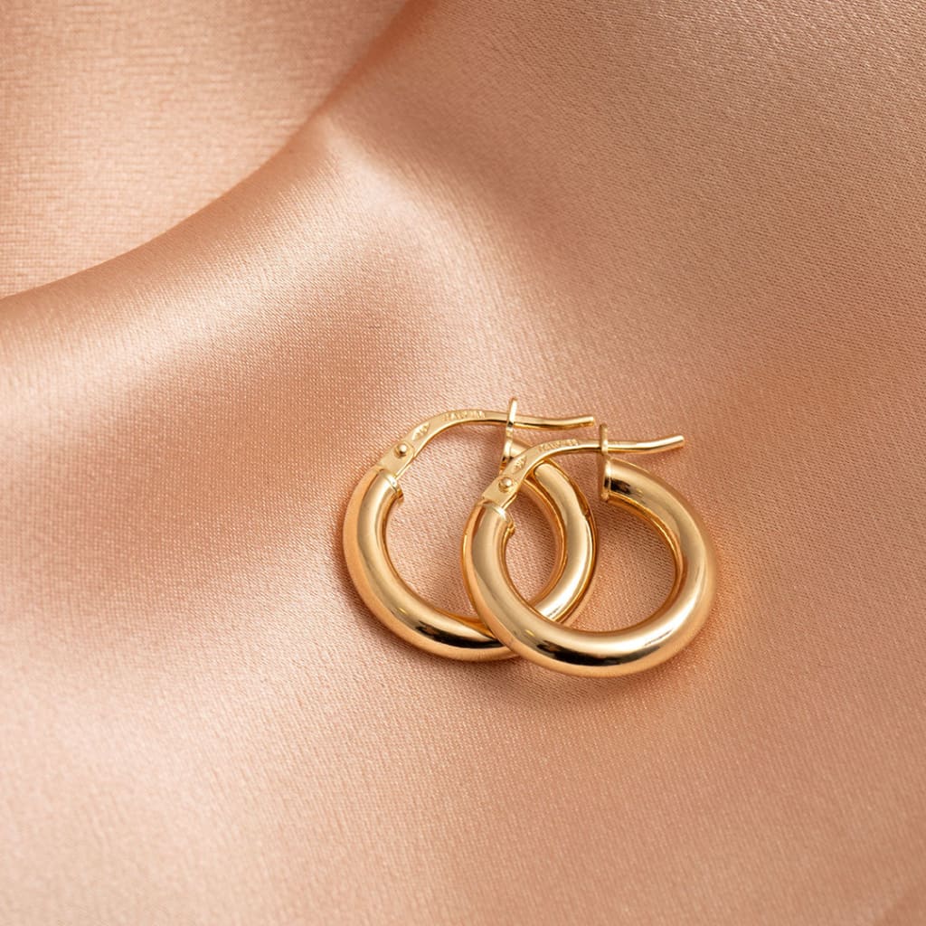 Pipe Hoop Earrings - 15mm | 18ct Gold