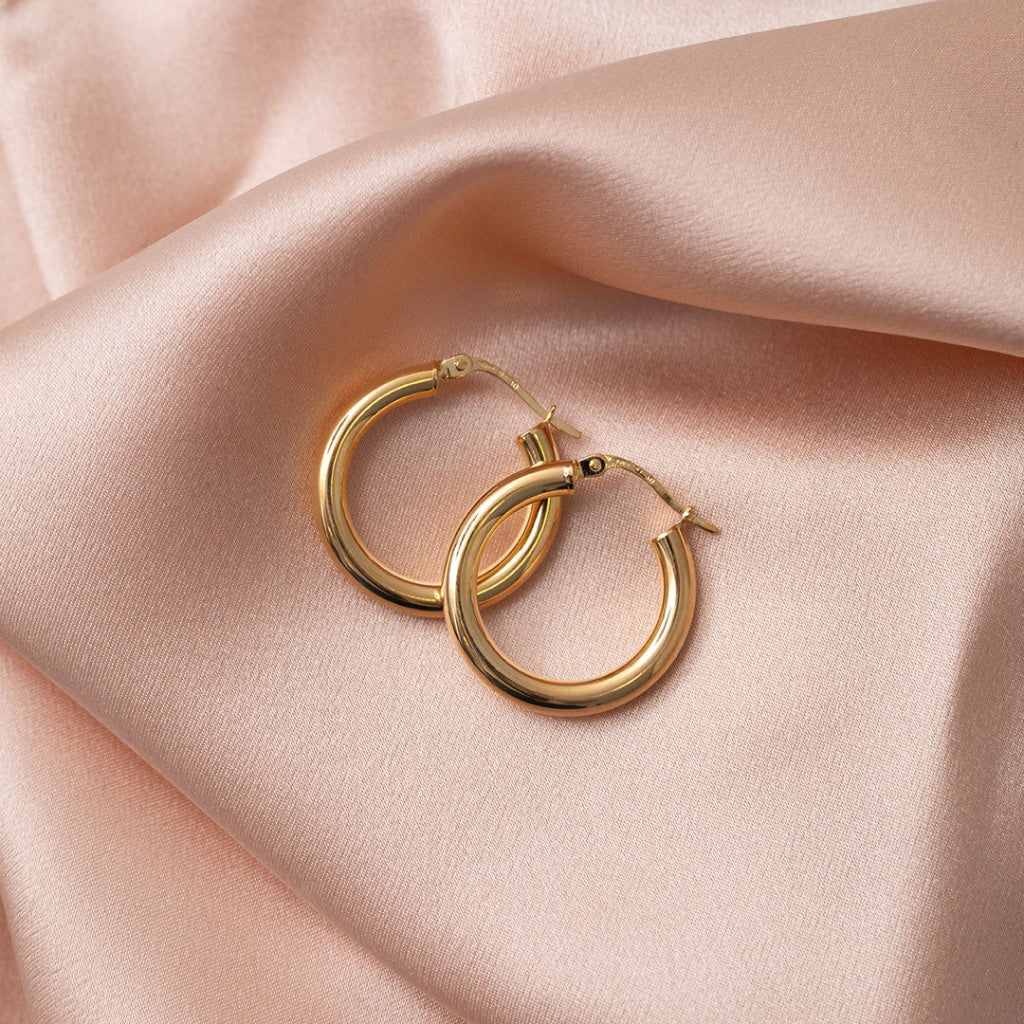 Pipe Hoop Earrings - 15mm | 18ct Gold - Earrings