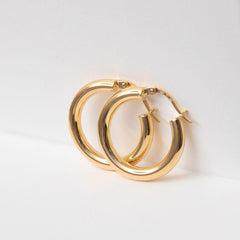 Pipe Hoop Earrings - 15mm | 18ct Gold - Earrings