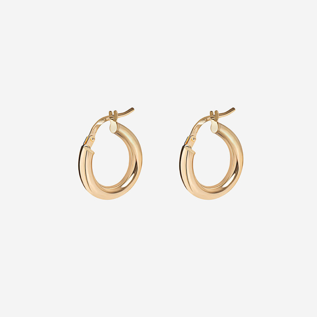 Pipe Hoop Earrings - 15mm | 18ct Gold - Earrings