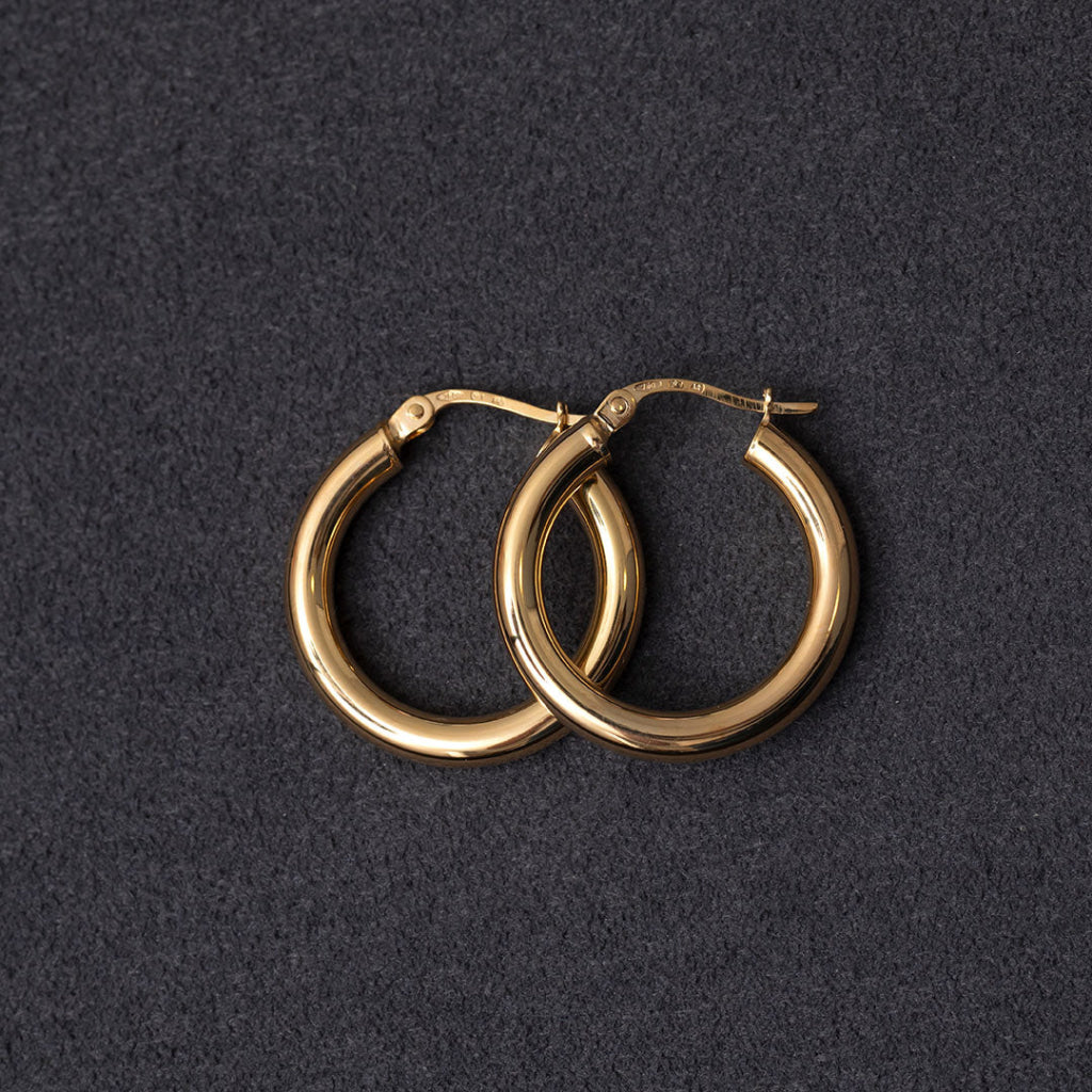 Pipe Hoop Earrings - 15mm | 18ct Gold - Earrings