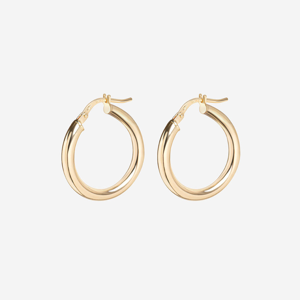 Pipe Hoop Earrings - 20mm | 18ct Gold - Earrings