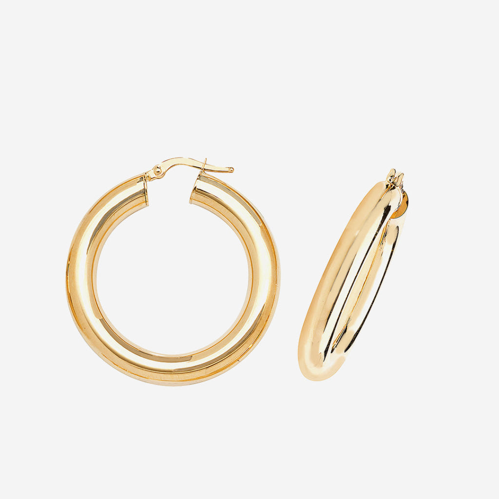 Pipe Hoop Earrings - 25mm | 9ct Gold
