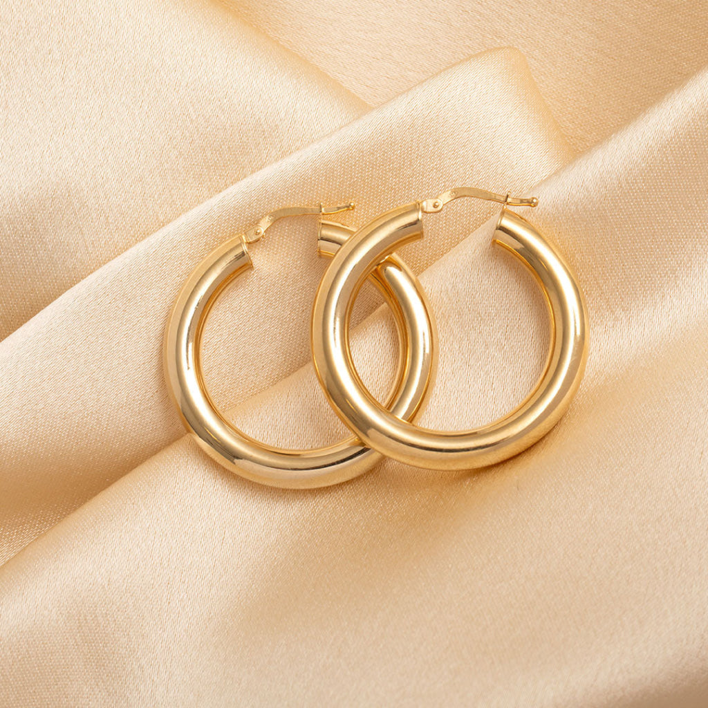 Pipe Hoop Earrings - 25mm | 9ct Gold - Earrings