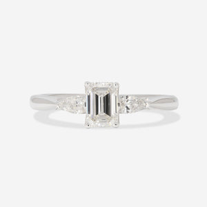PORTIA 0.70ct | Emerald Cut 3-Stone Diamond Engagement Ring in Platinum