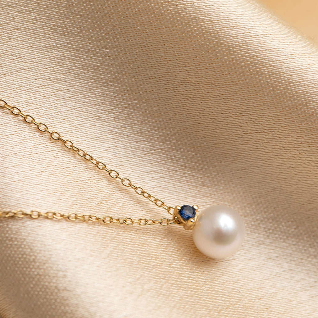 Pearl blue cz necklace side image