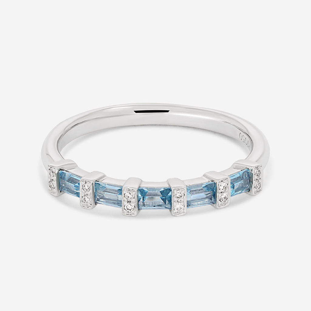 PRISM | Natural Blue Topaz & Diamond Ring in Platinum