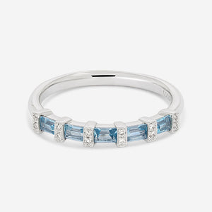 PRISM | Natural Blue Topaz & Diamond Ring in Platinum