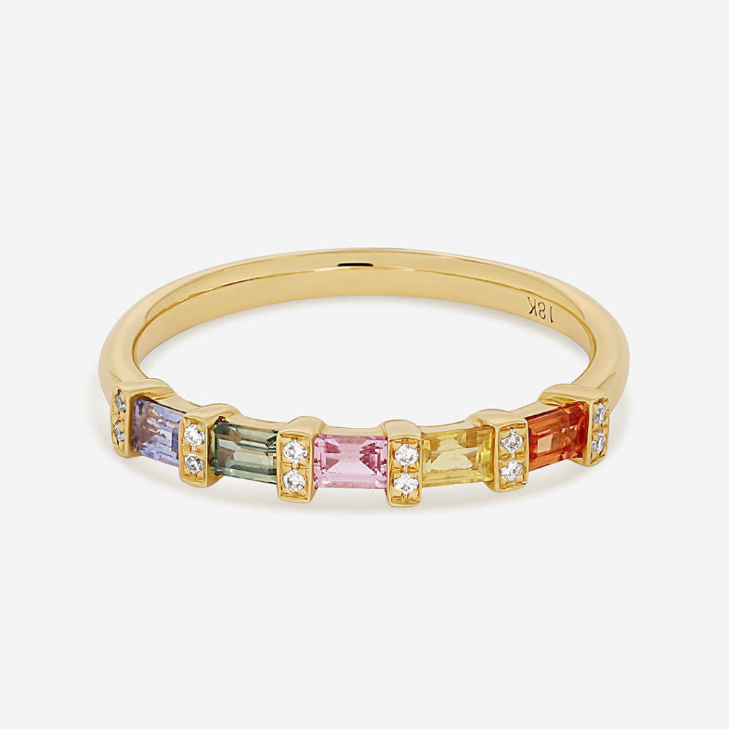 PRISM | Natural Multi Sapphire & Diamond Ring in 18ct Gold