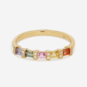 PRISM | Natural Multi Sapphire & Diamond Ring in 18ct Gold