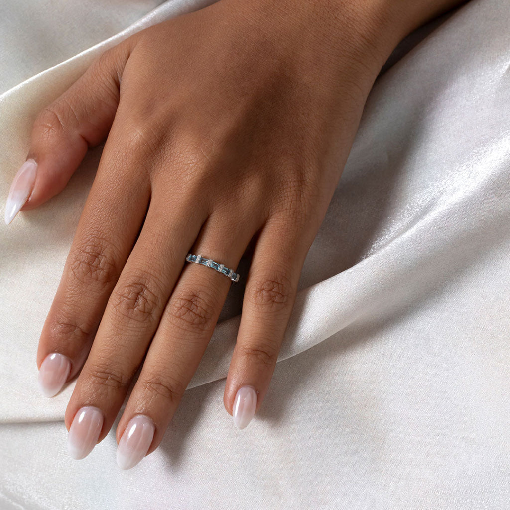 PRISM | Natural Blue Topaz & Diamond Ring in Platinum