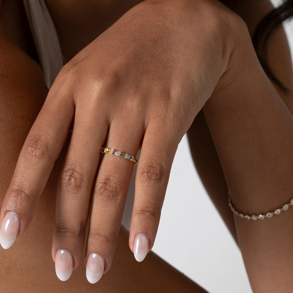 PRISM | Natural Multi Sapphire & Diamond Ring in 18ct Gold