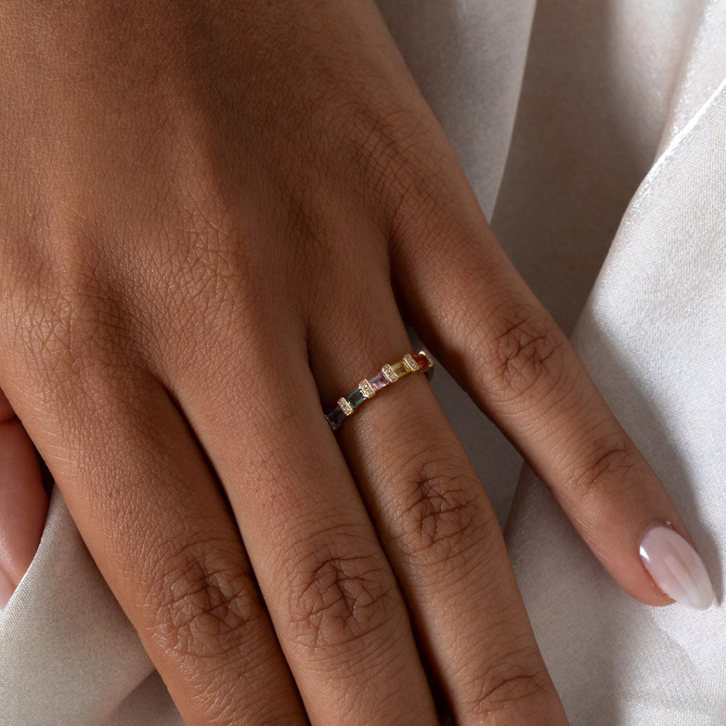 PRISM | Natural Multi Sapphire & Diamond Ring in 18ct Gold