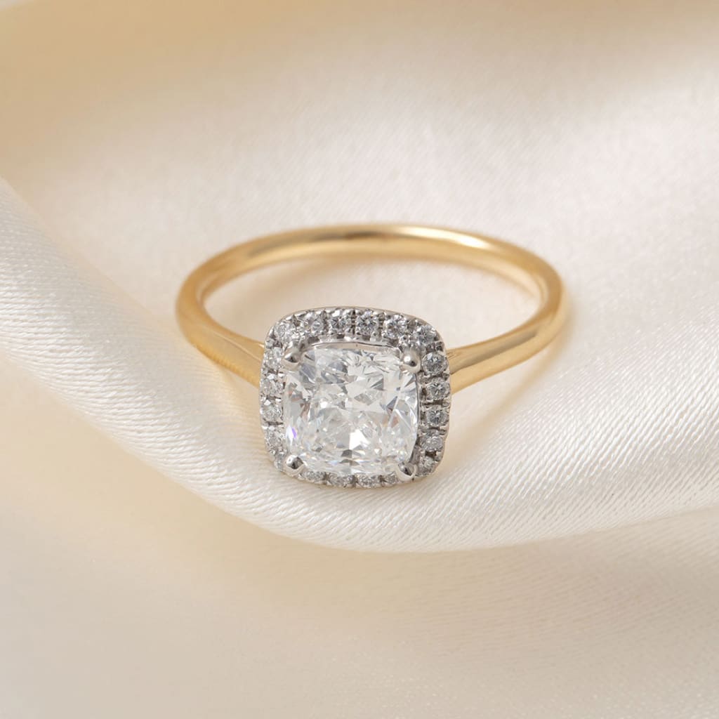 PRIYA | Cushion Halo Lab Grown Diamond Engagement Ring