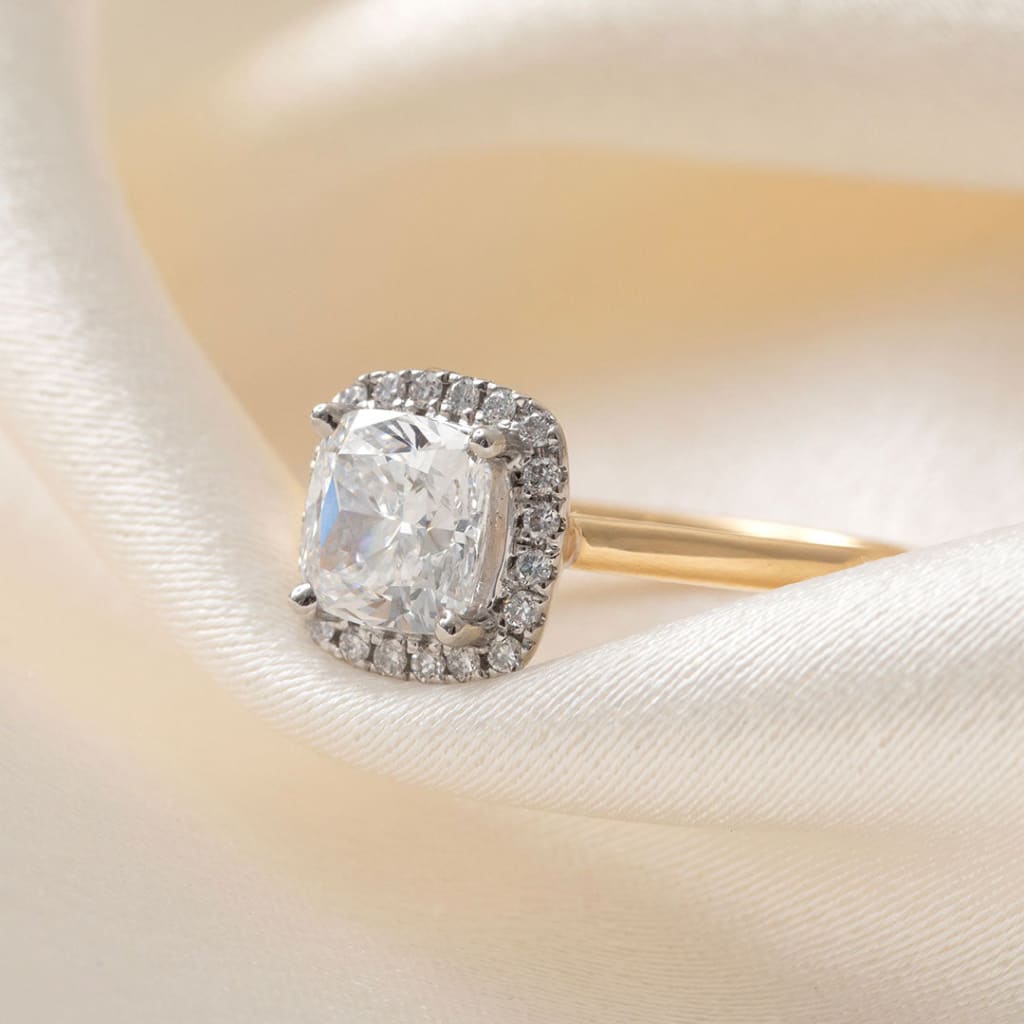 PRIYA | Cushion Halo Lab Grown Diamond Engagement Ring
