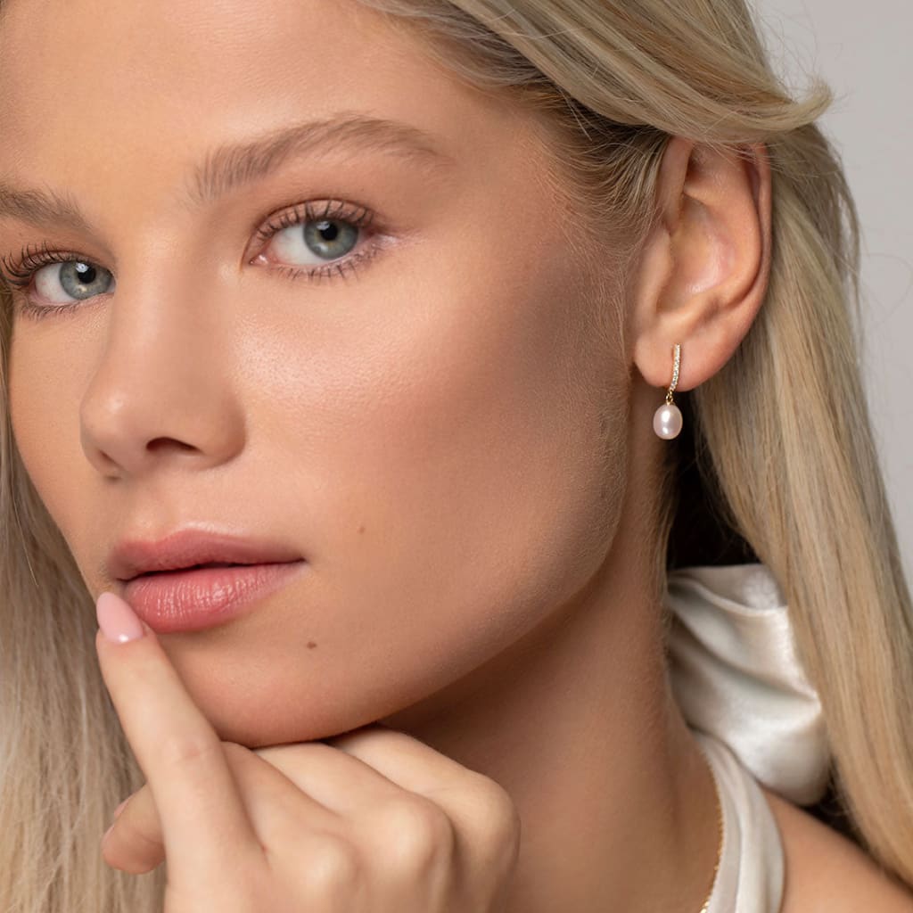Prized Pearl & CZ Drop Earrings | 9ct Gold