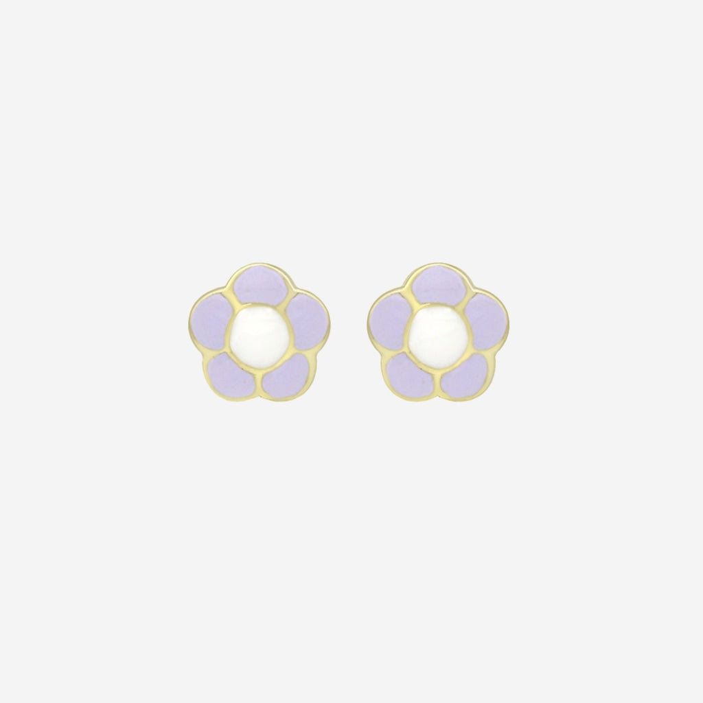 Purple Flower Kids Earrings | 9ct Gold
