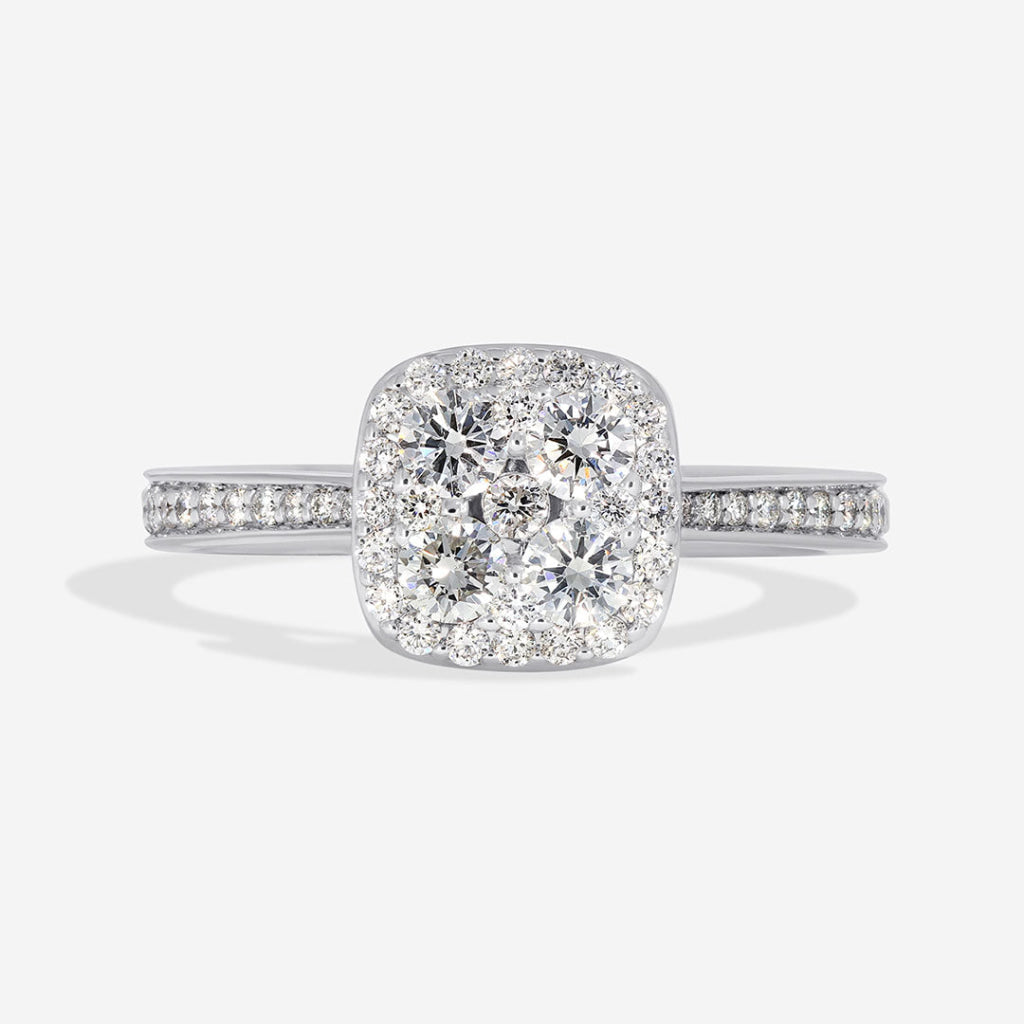 RAFAEL 0.62ct | Cushion Cluster Diamond Engagement Ring in 18ct White Gold