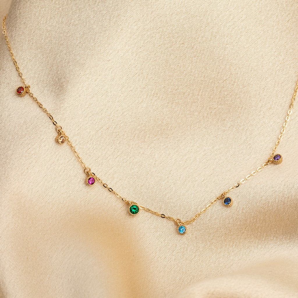 Rainbow Droplets Necklace | 9ct Gold