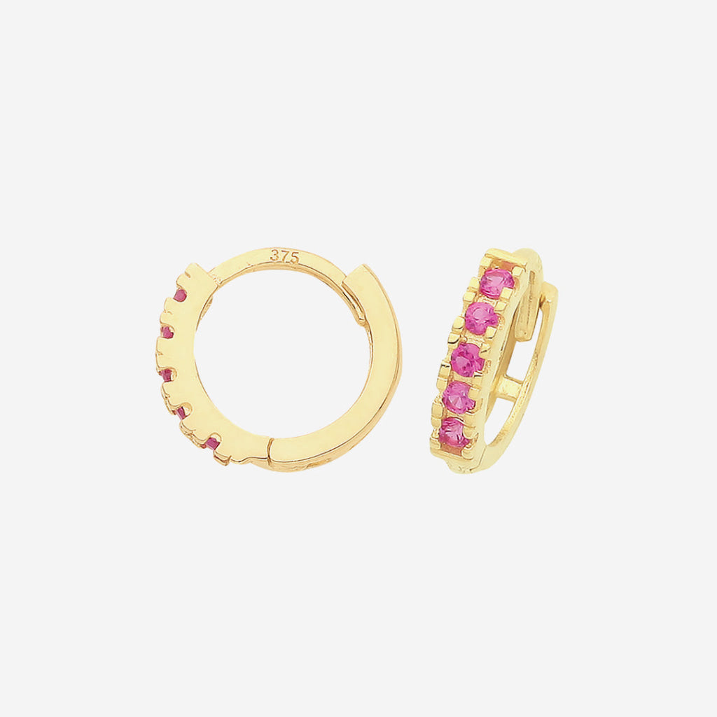 Red Adore Huggie Earrings - 7mm | 9ct Gold