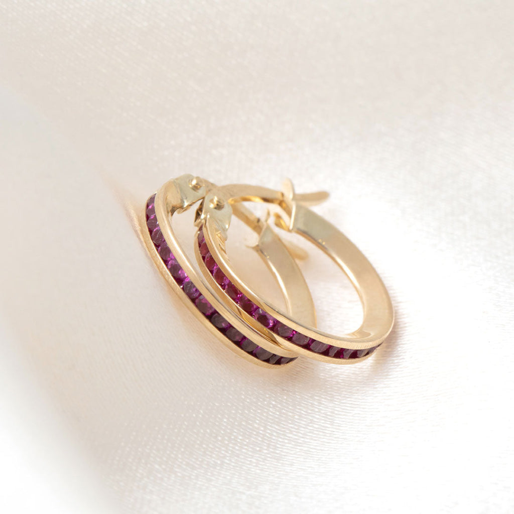Red Channel Hoop Earrings - 15mm | 9ct Gold - Earrings