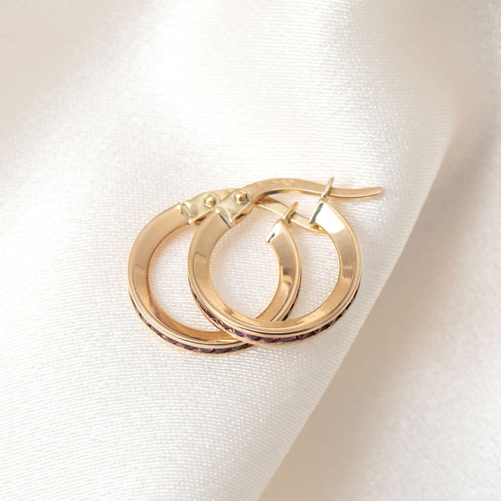 Red Channel Hoop Earrings - 15mm | 9ct Gold - Earrings