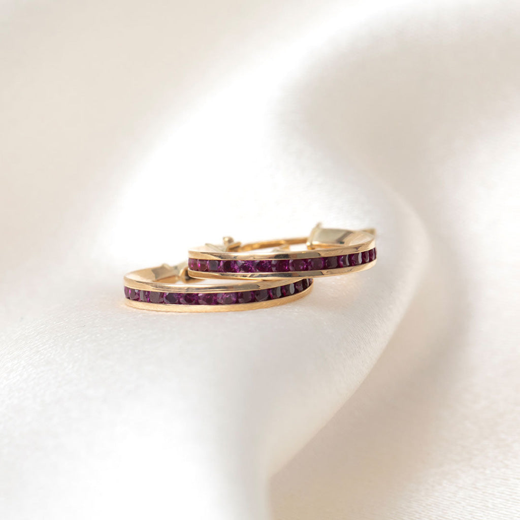 Red Channel Hoop Earrings - 15mm | 9ct Gold - Earrings