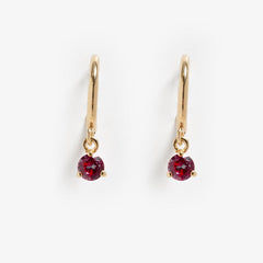 Red Glimmer Drop Huggie Earrings | 9ct Gold - Earrings