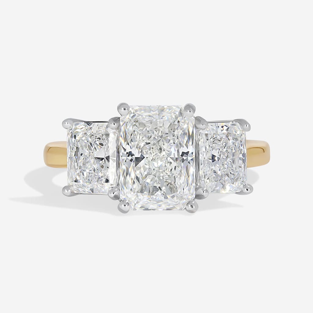 Regent Radiant 3 stone diamond engagement ring