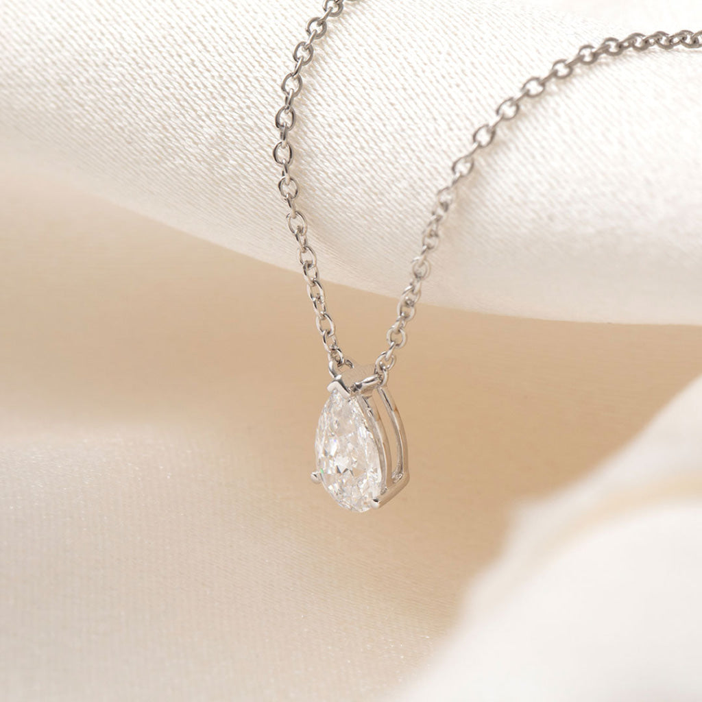Reina Pear Lab Grown.50ct Diamond Necklace | 9ct White Gold