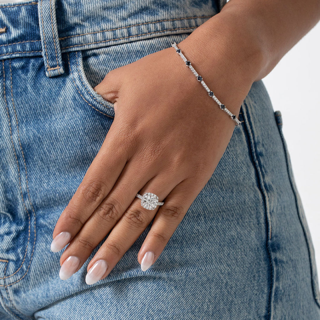 REMI Natural Diamond & Sapphire Bracelet | 9ct White Gold