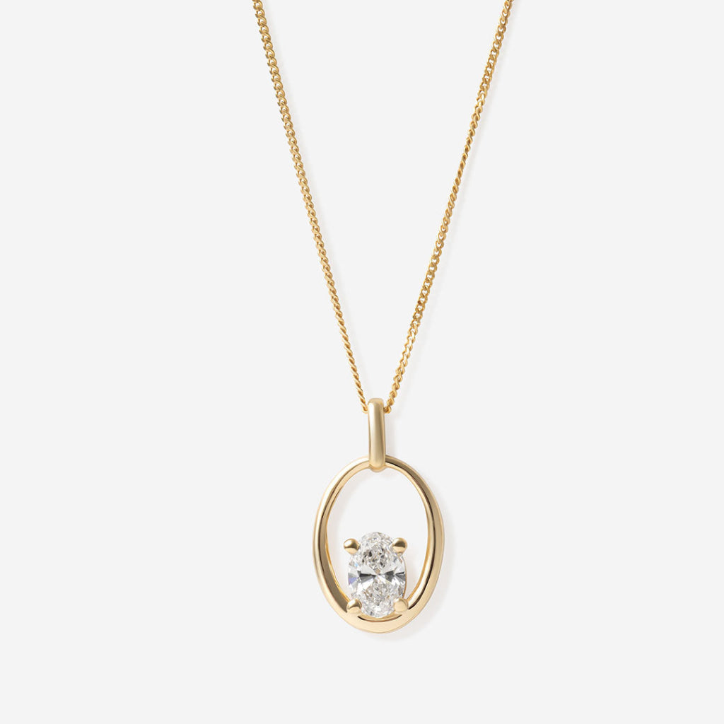 RENEE | Oval Lab Grown Diamond Necklace in 9ct Gold
