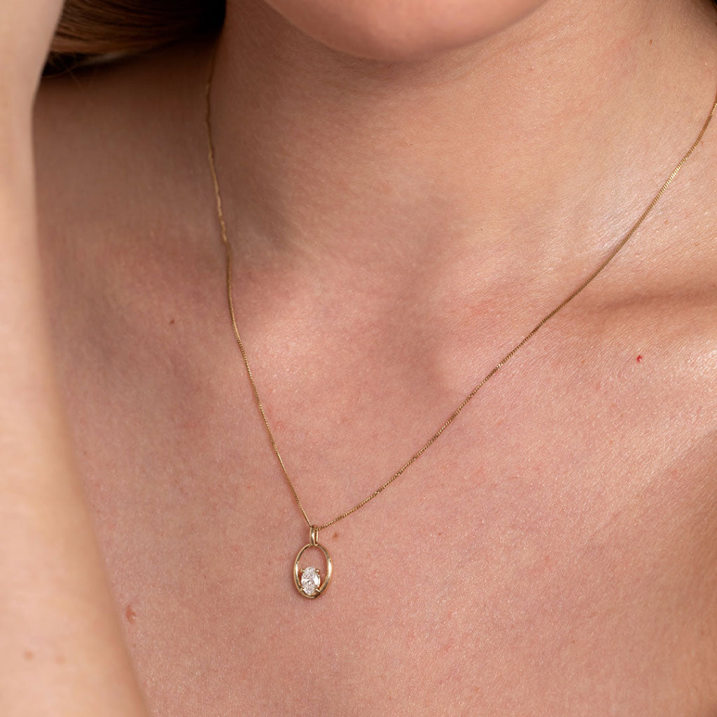 RENEE | Oval Lab Grown Diamond Necklace in 9ct Gold