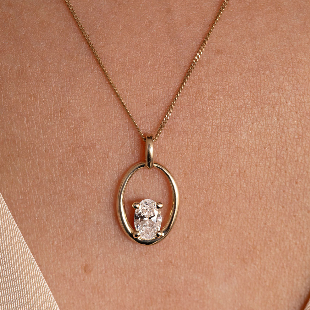 RENEE | Oval Lab Grown Diamond Necklace in 9ct Gold