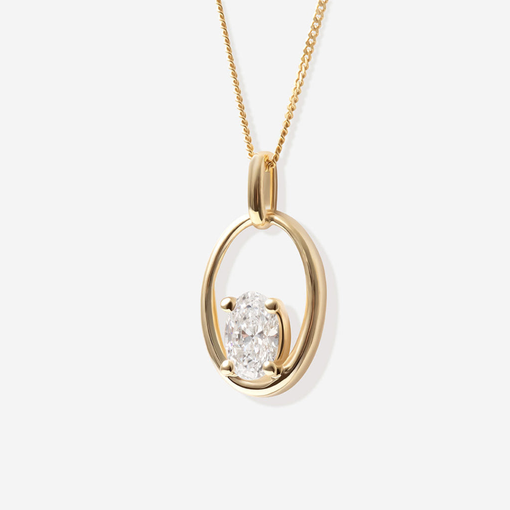 Renee Oval Lab Grown Diamond Necklace | 9ct Gold - Necklace